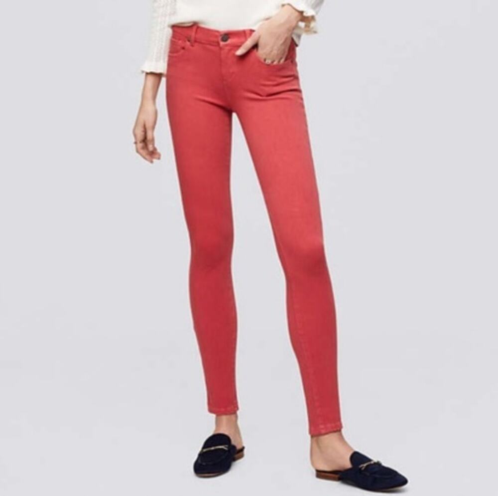 Ann Taylor LOFT Red Wash Denim Slim Fit Skinny Jeans Women's Size 29/8